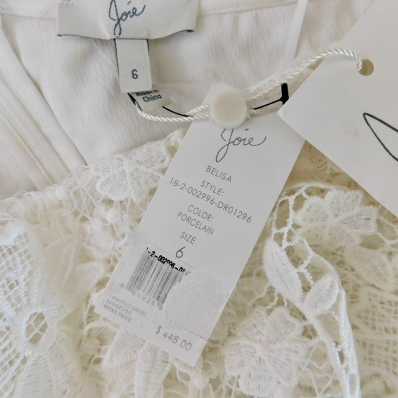 NWT!! JOIE Belisa White Lace Dress One Shoulder Porcelain Bridal Rehearsal 6 - Picture 14 of 16